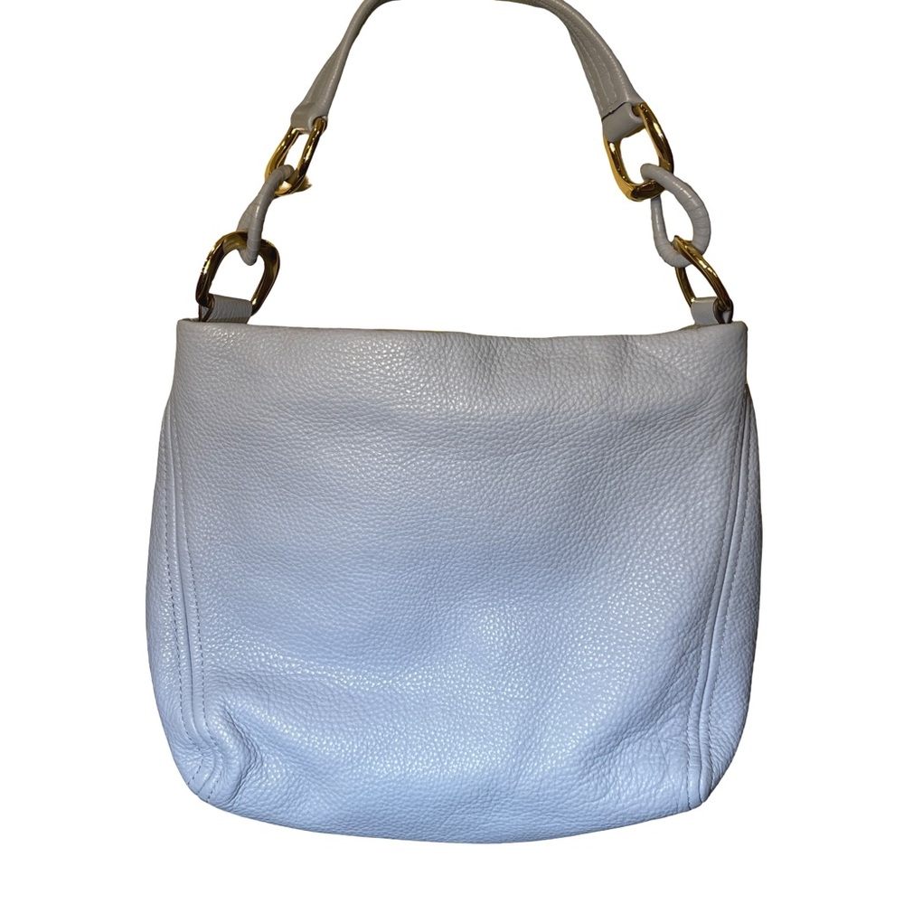 Michael Kors Fulton Large Hobo - Ice Blue Pebbled Leather - Gold Hardware